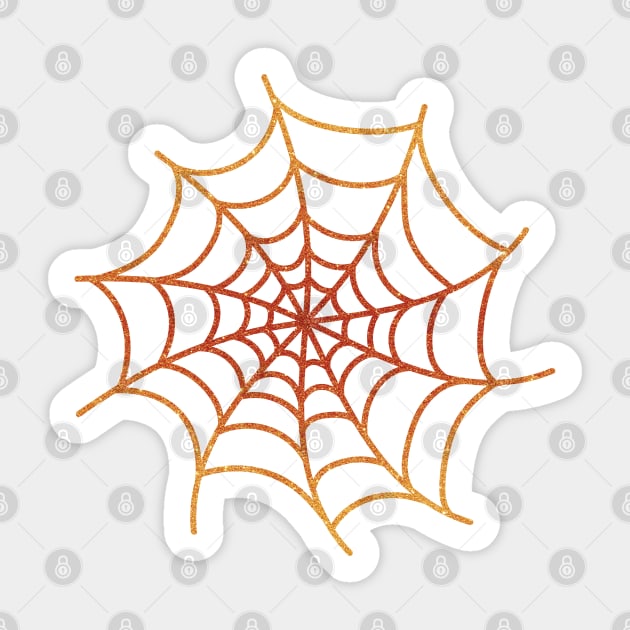 Orange Glittery Spider's Web Sticker by VicEllisArt